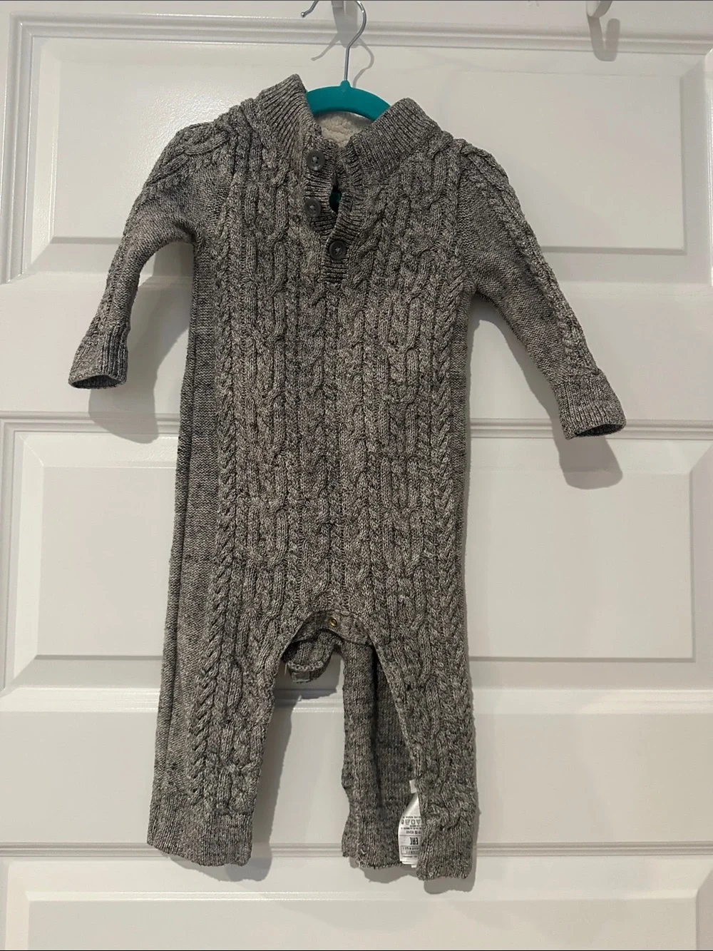 GAP Gray Cable Knit Baby One-Piece Romper